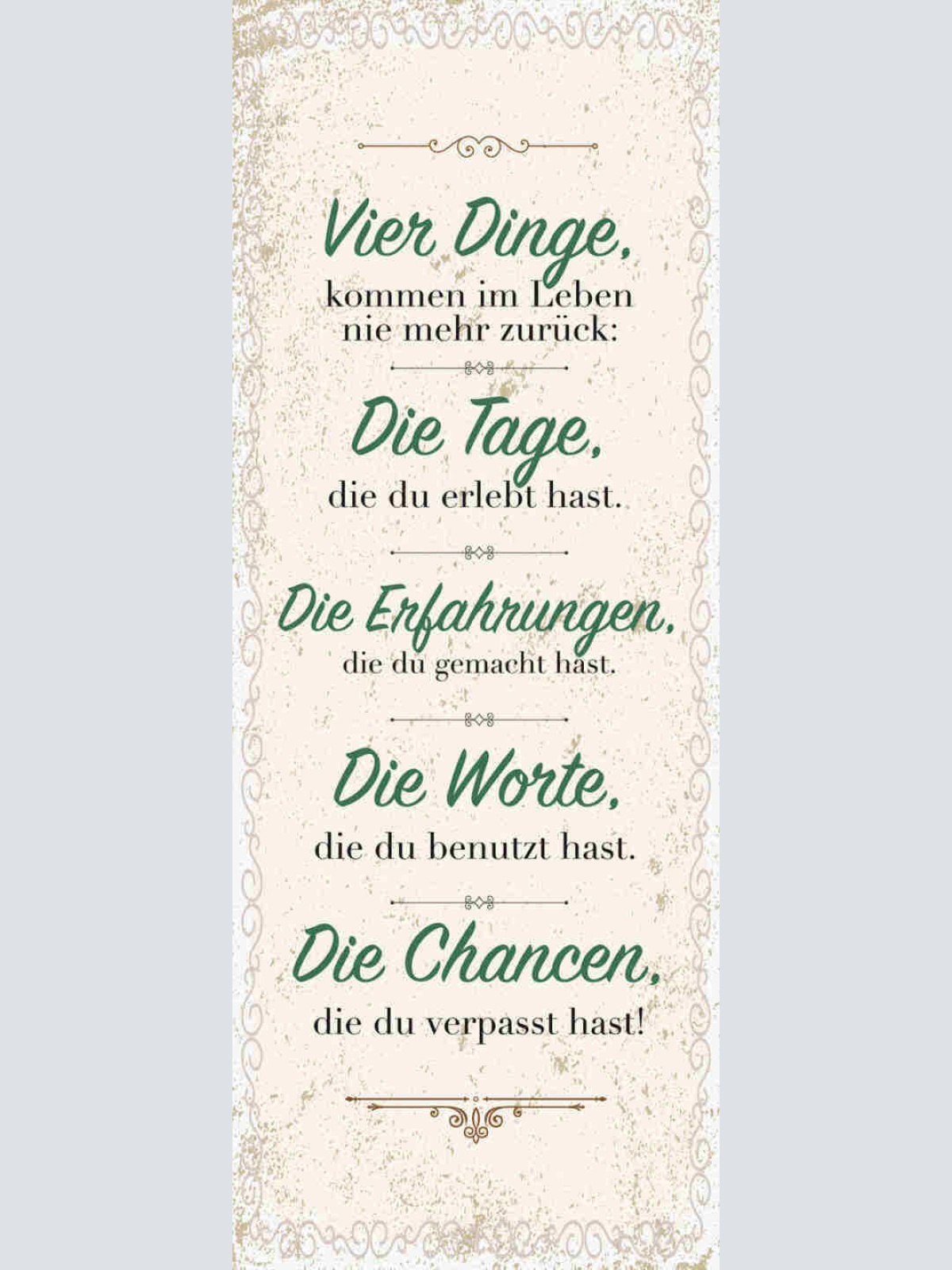 Schild 4 Dinge Kommen Im Leben Nie Mehr Zurück Tage Erfahrungen Worte Chancen