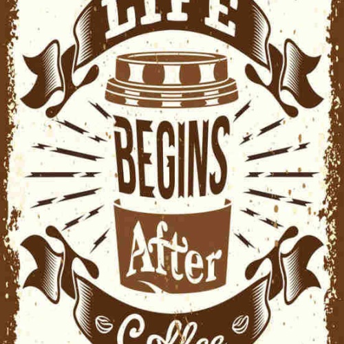 Schild Life Begins After Coffee Leben Beginnt Kaffee Café 27x10 Blech od.Holz