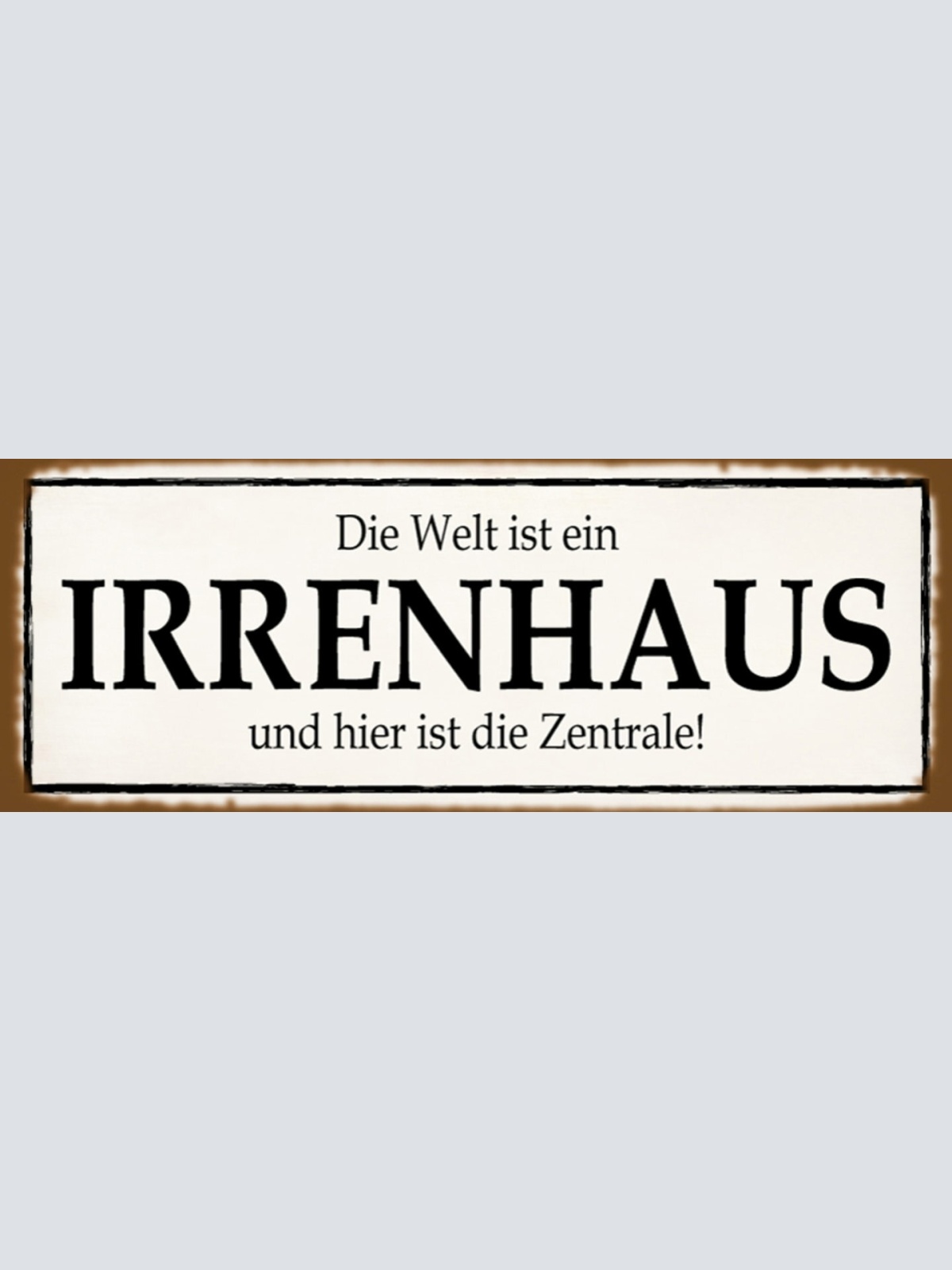 Schild Die Welt Ist Ein Irrenhaus & Hier Ist Die Zentrale 27x10 Blech od.Holz