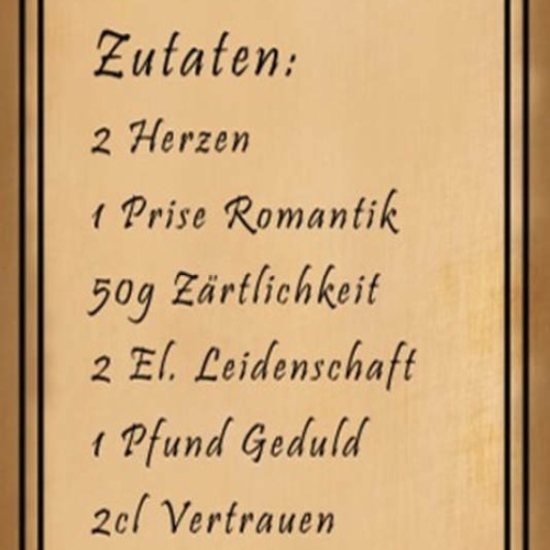 Schild Rezept Für Liebe Herzen Romantik Zärtlichkeit Leidenschaft Gefühl 27x10