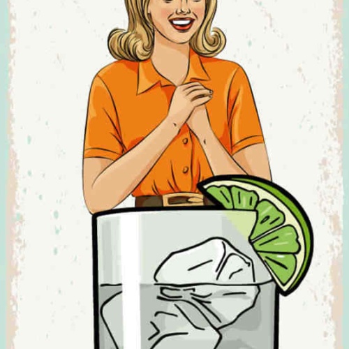 Schild Gin & Tonic Mummy's Little Helper Mama Alkohol Helfer 27x10 Blech od.Holz