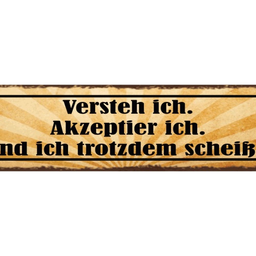 Schild Versteh Ich Akzeptier Ich Finde Ich Trotzdem Scheiße  46x10 Blech od.Holz