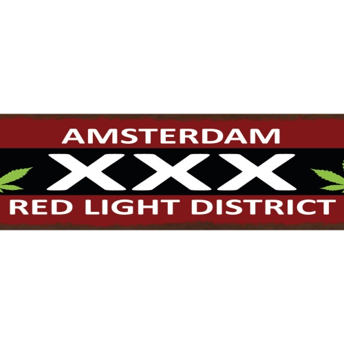 Schild Amsterdam Red Light District XXX Hanf Holland 46 x 10 Blech od.Holz