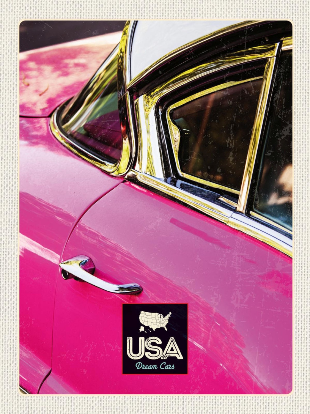 Schild USA Dream Cars Auto Oldtimer Pink Amerika 12x18 20x30 30x40 Blech/Holz