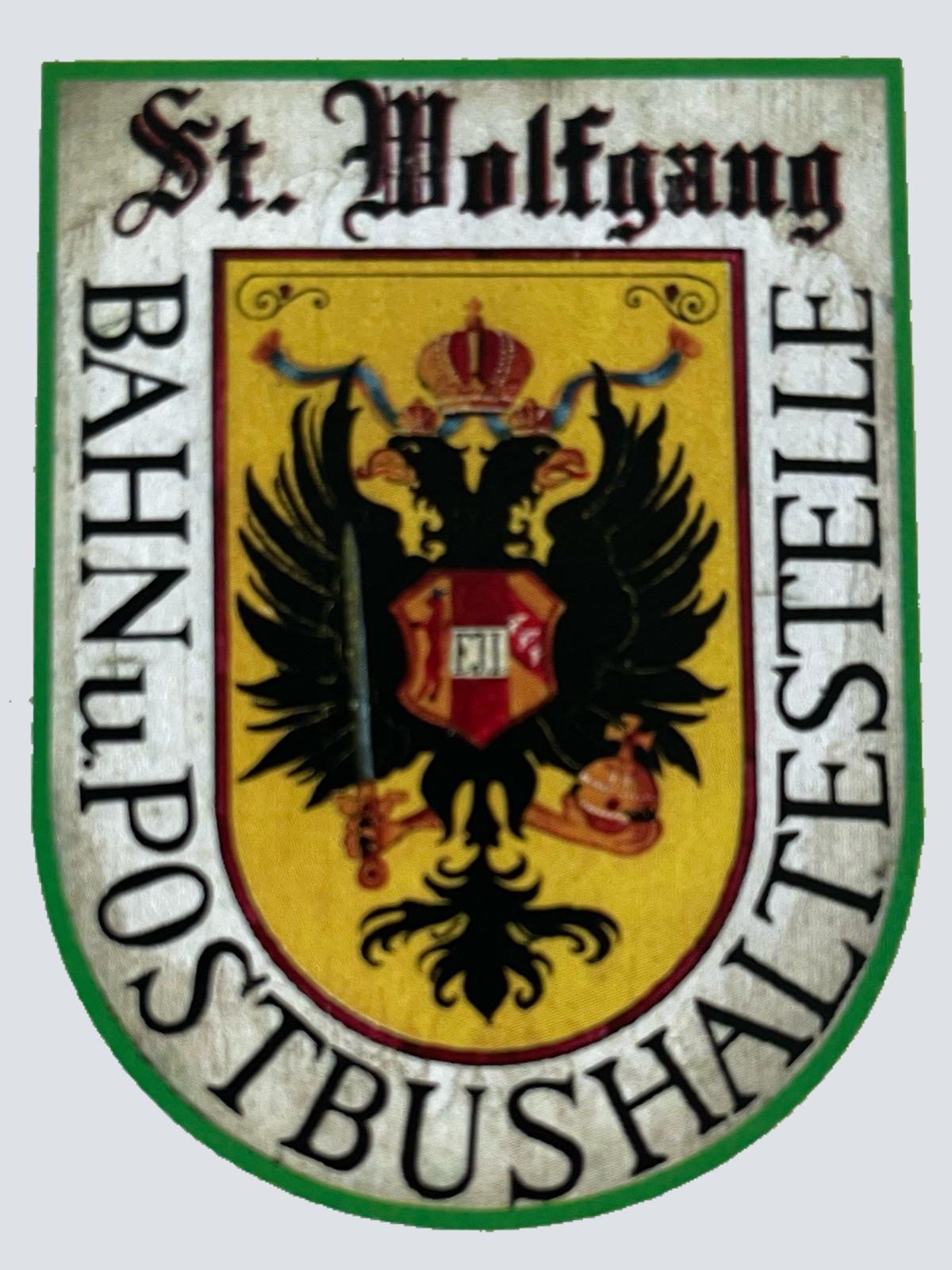 Nostalgie Holzschild St. Wolfgang Bahn & Postbushaltestelle Schild