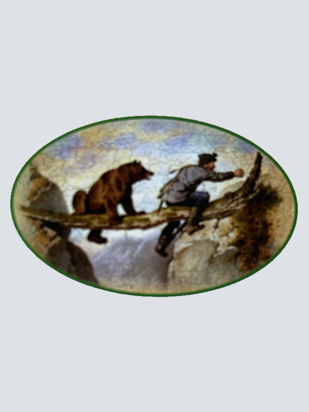 Nostalgie Holzschild Jäger Bär Jagd Jagen Braunbär Gewehr Natur Tier Schild