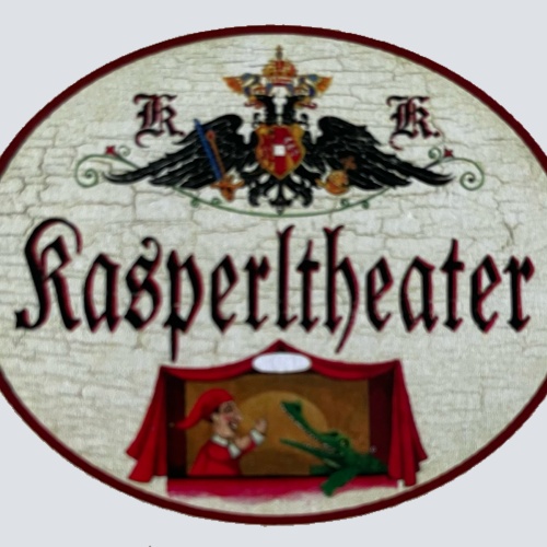 KuK Nostalgie Holzschild Kasperltheater Kasperl Puppen Theater Schild