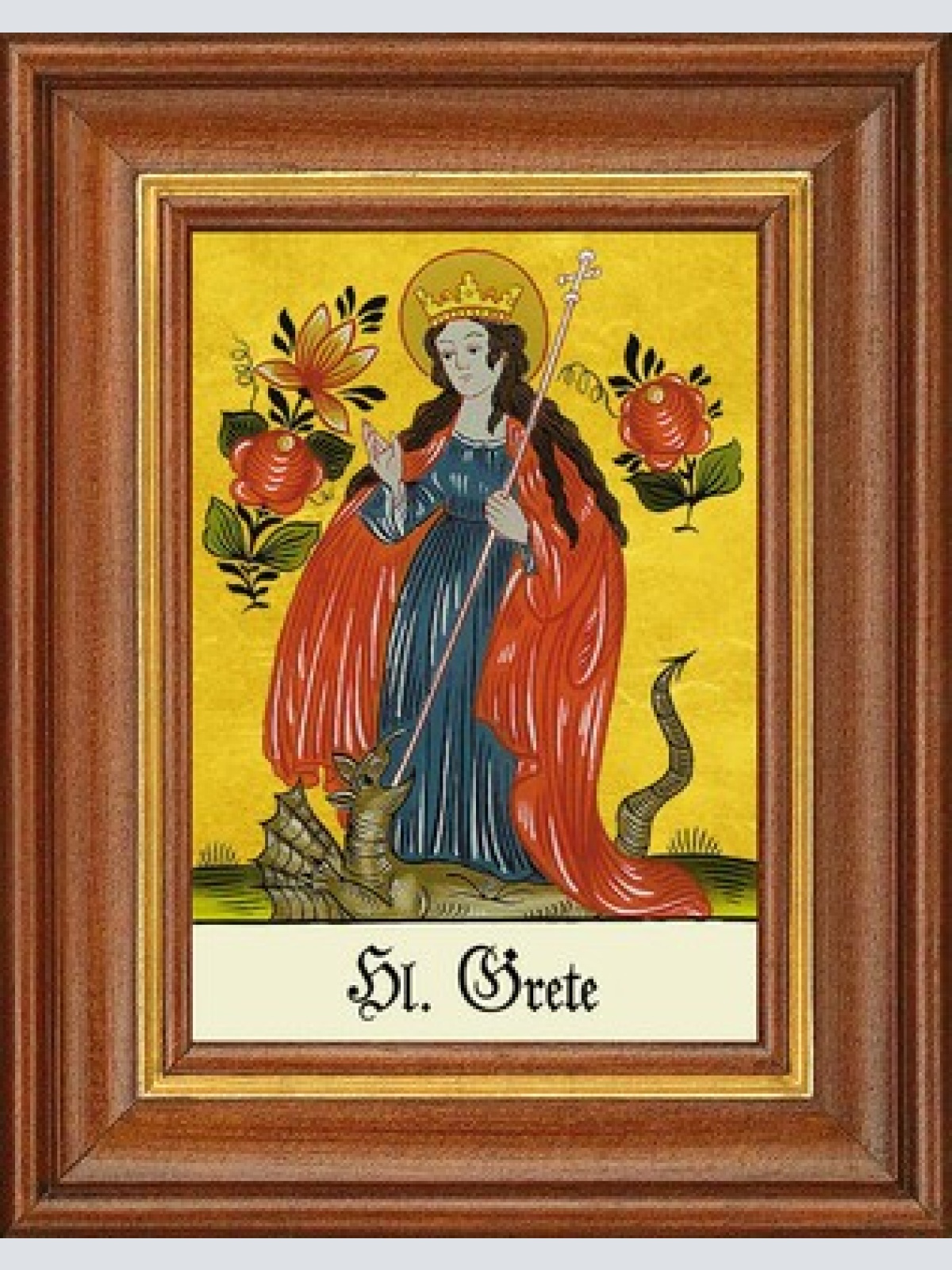 Hinterglasbild - heilige grete - patronatsbild taufe namenspatron 12,7x16