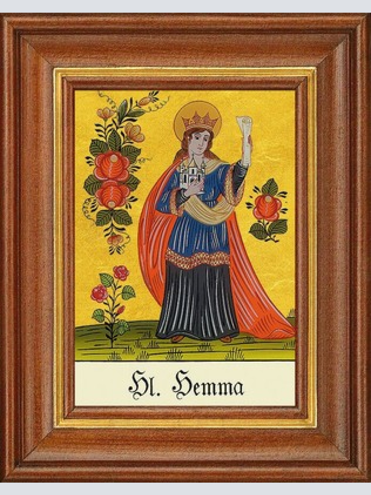 Hinterglasbild - heilige hemma - patronatsbild taufe namenspatron 12,7x16