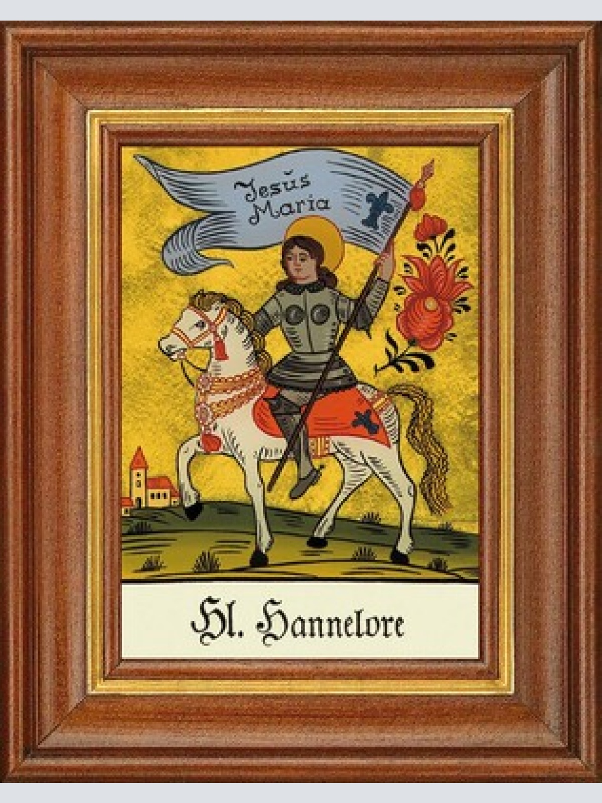 Hinterglasbild - heilige hannelore - patronatsbild taufe namenspatron 12,7x16