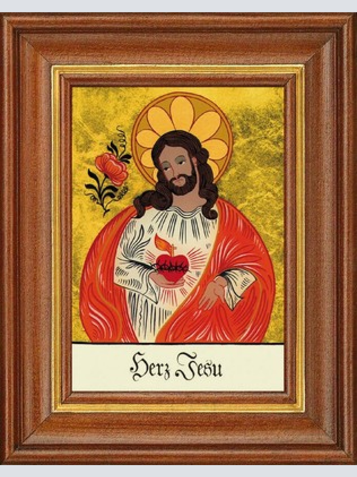 Hinterglasbild - herz jesu - patronatsbild taufe namenspatron 12,7x16