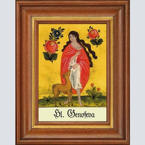 Hinterglasbild - heilige genofeva - patronatsbild taufe namenspatron 12,7x16