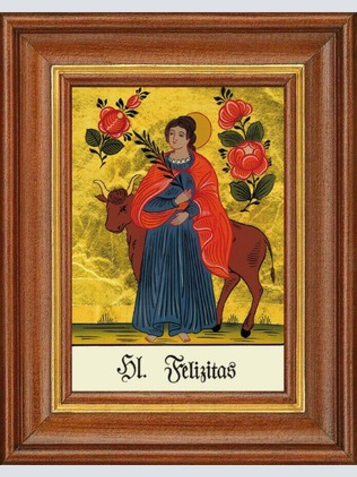 Hinterglasbild - heilige felizitas - patronatsbild taufe namenspatron 12,7x16