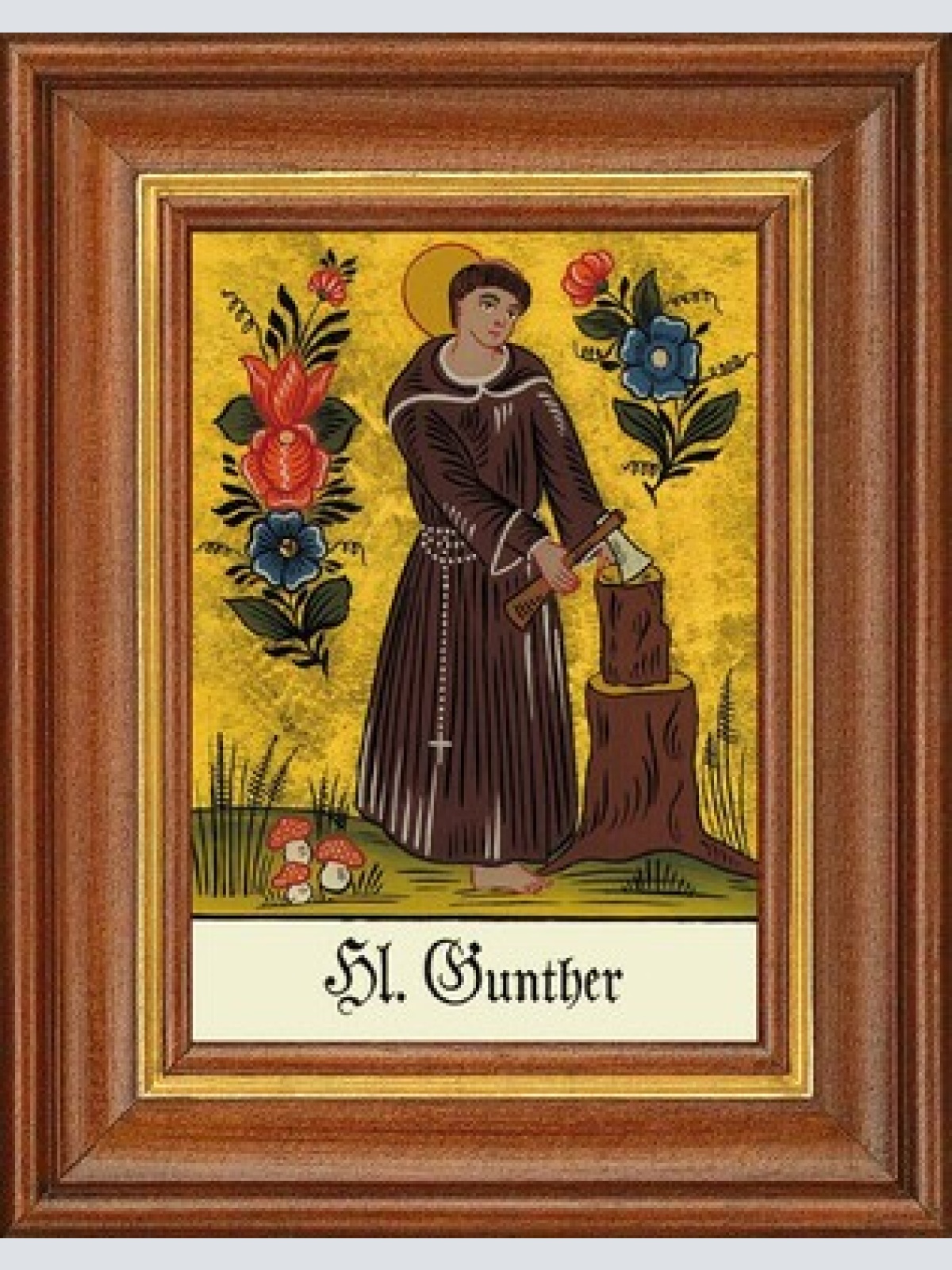 Hinterglasbild - heiliger gunther - patronatsbild taufe namenspatron 12,7x16