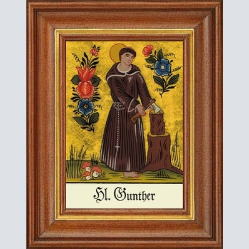 Hinterglasbild - heiliger gunther - patronatsbild taufe namenspatron 12,7x16