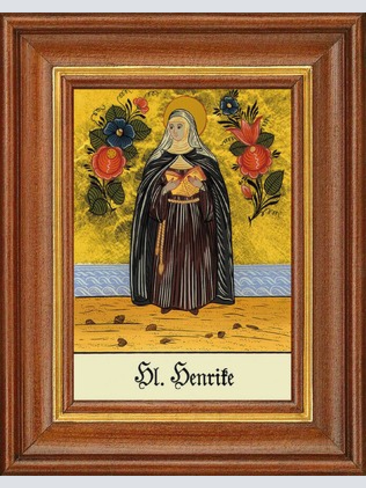 Hinterglasbild - heilige henrike - patronatsbild taufe namenspatron 12,7x16
