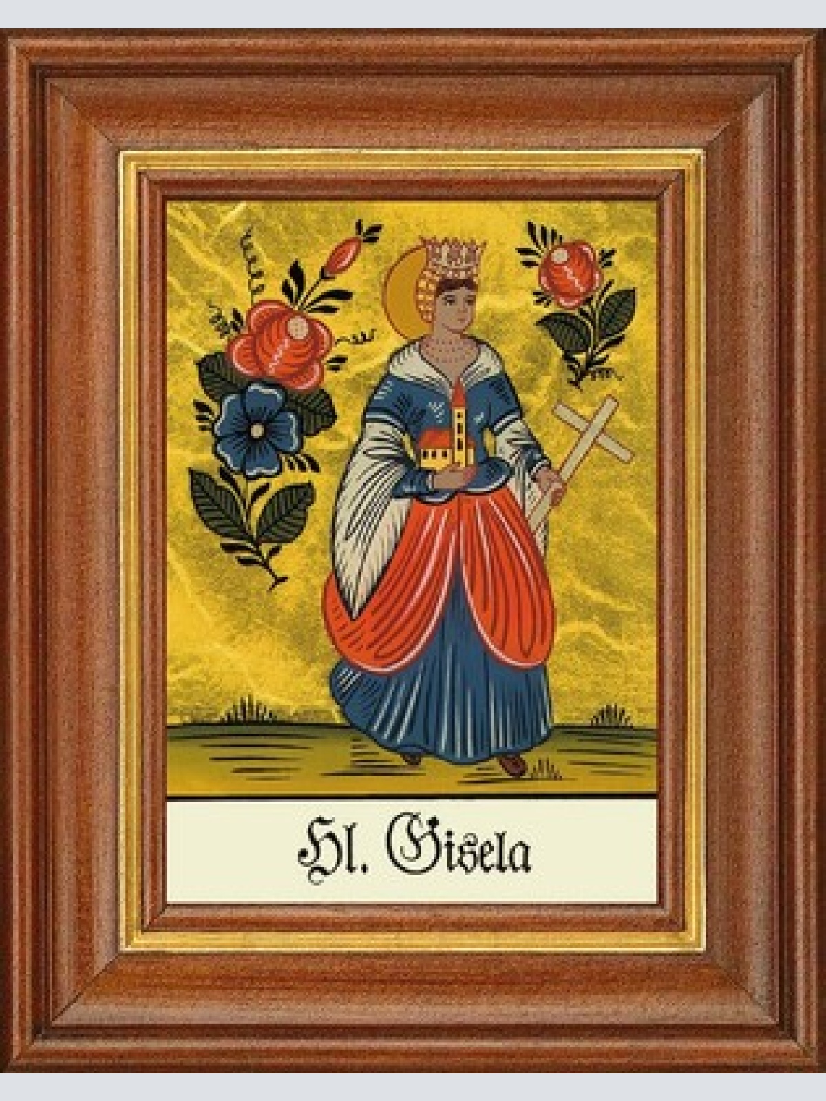 Hinterglasbild - heilige gisela - patronatsbild taufe namenspatron 12,7x16