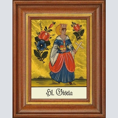 Hinterglasbild - heilige gisela - patronatsbild taufe namenspatron 12,7x16