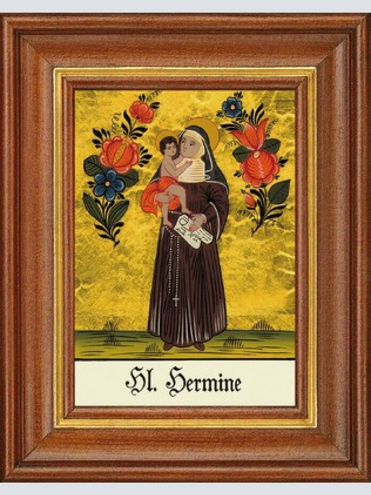 Hinterglasbild - heilige hermine - patronatsbild taufe namenspatron 12,7x16