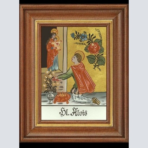 Hinterglasbild heiliger alois patronatsbild taufe namenspatron  12,7x16