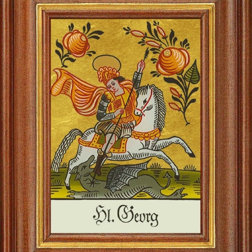 Hinterglasbild - heiliger georg - patronatsbild taufe namenspatron 12,7x16