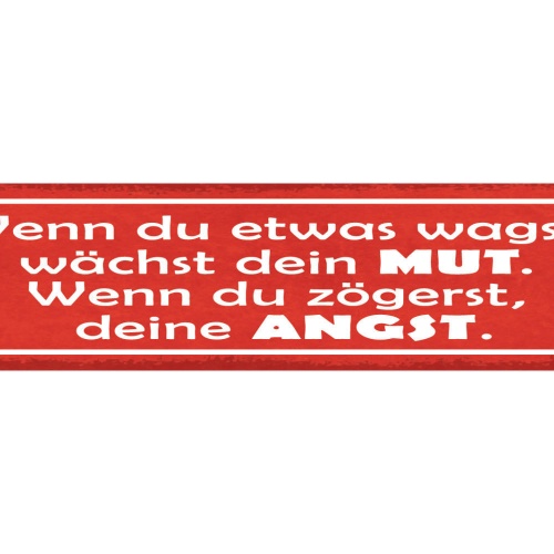 Schild Wenn Du Etwas Wagst Wächst Dein Mut Wenn Du Zögerst Deine Angst 46 x 10