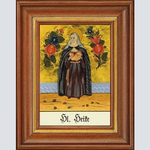 Hinterglasbild - heilige heike - patronatsbild taufe namenspatron 12,7x16