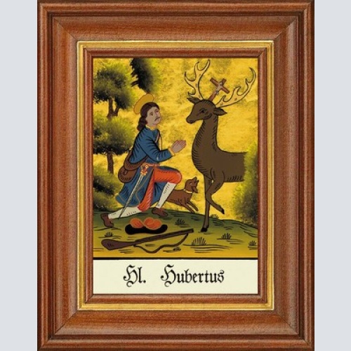 Hinterglasbild - heiliger hubertus - patronatsbild taufe namenspatron 12,7x16