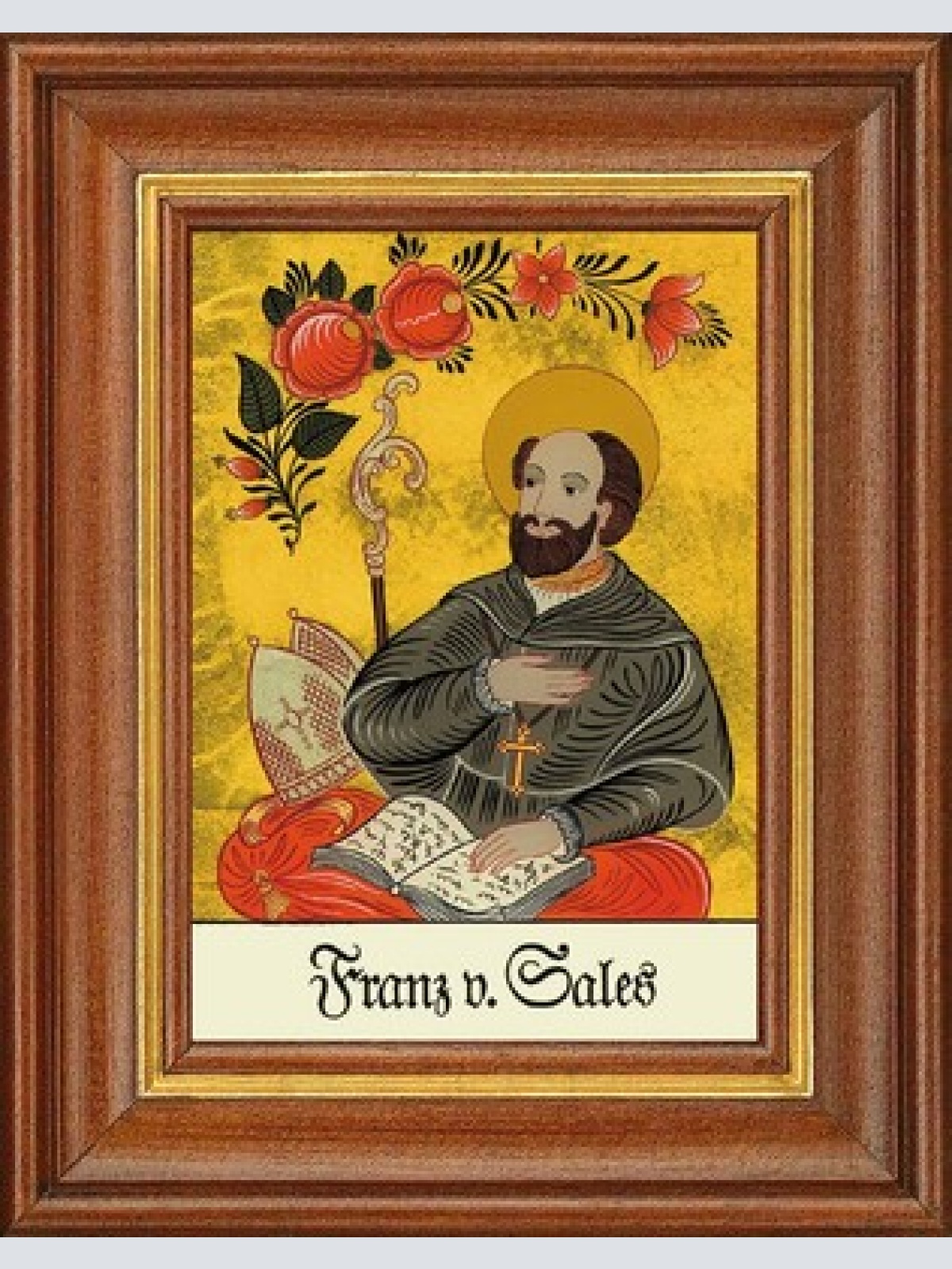 Hinterglasbild - franz von sales - patronatsbild taufe namenspatron 12,7x16
