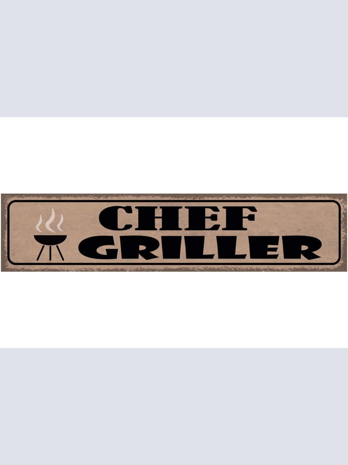 Schild Chef Griller Grillen Grill Fleisch BBQ Koch Mann 46 x 10 Blech od. Holz