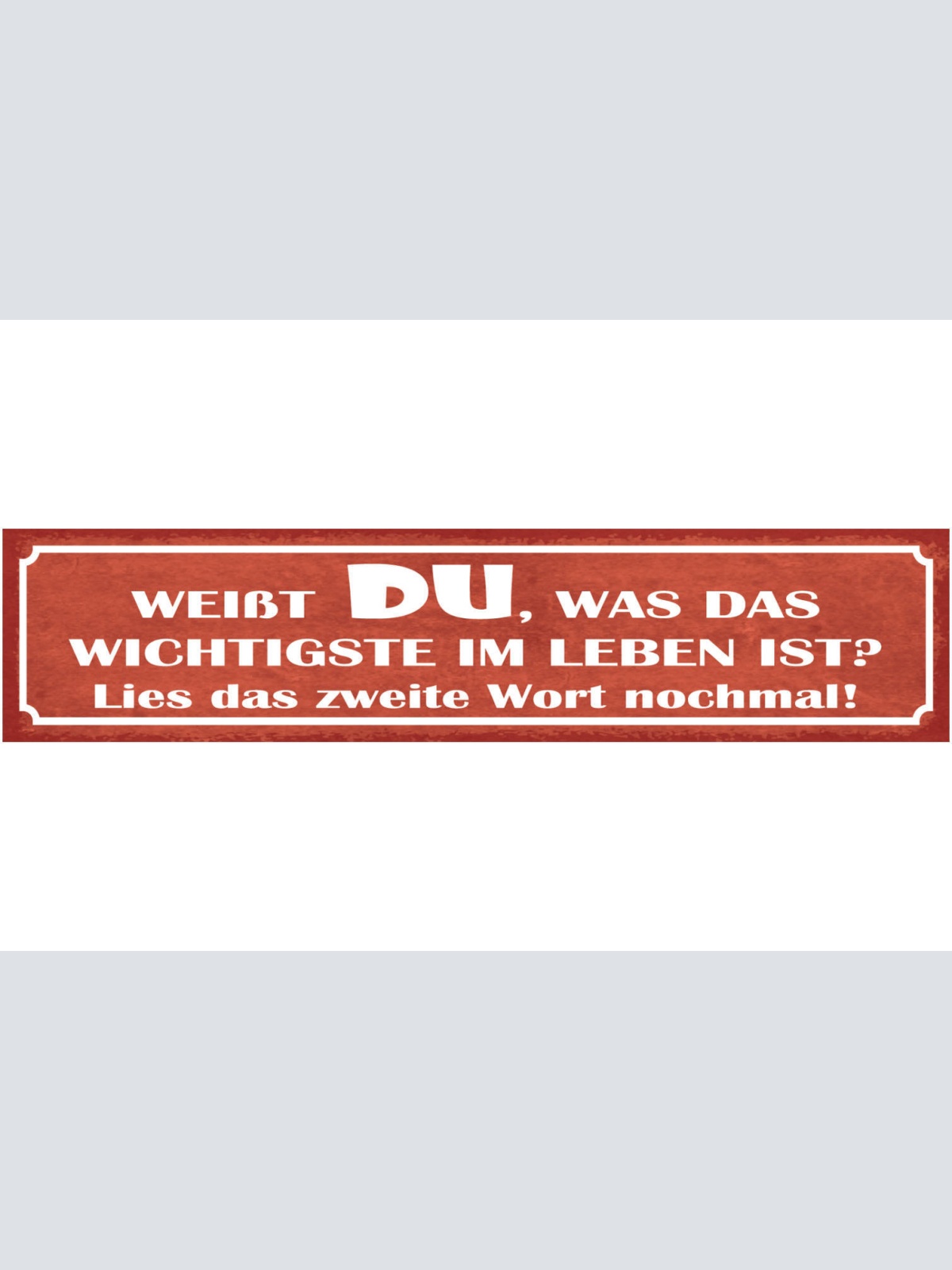 Schild Weißt DU Was Das Wichtigste Im Leben Ist Lies Das Zweite Wort Noch Einmal