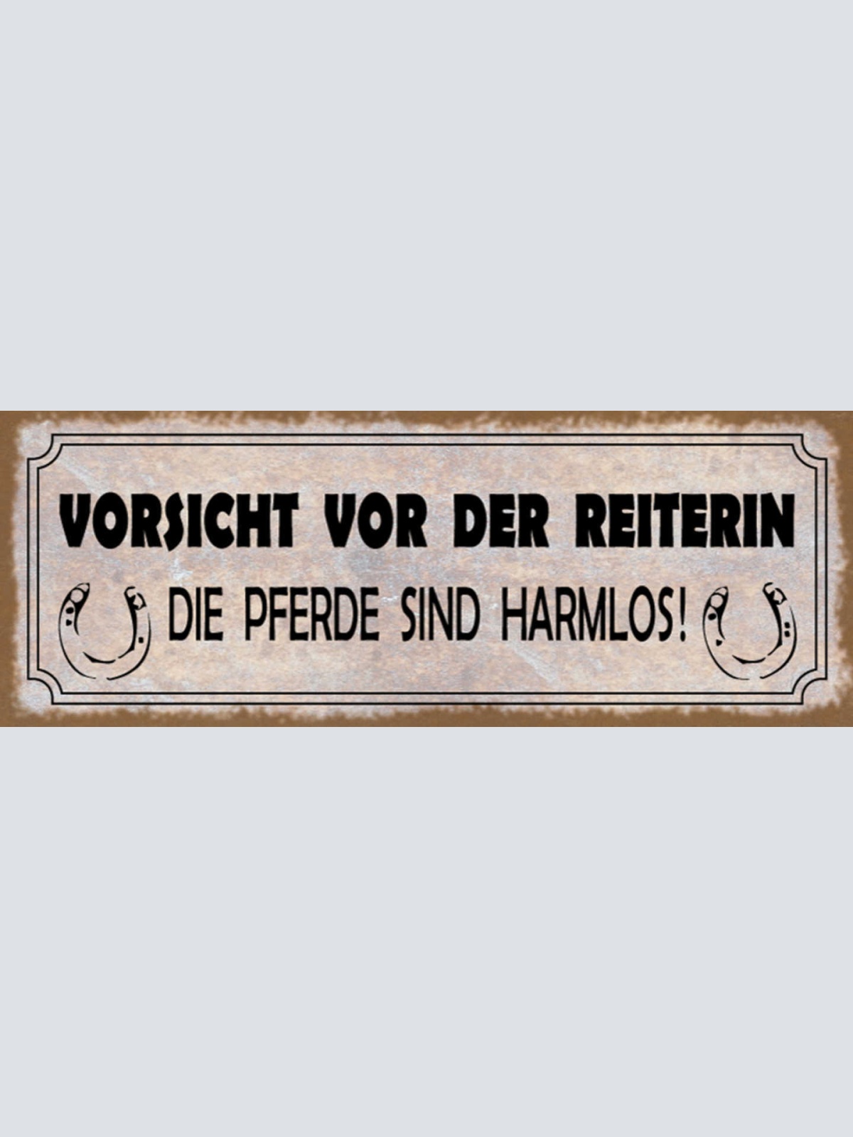 Schild Vorsicht Vor Der Reiterin Die Pferde Sind Harmlos 27x10 Blech od.Holz