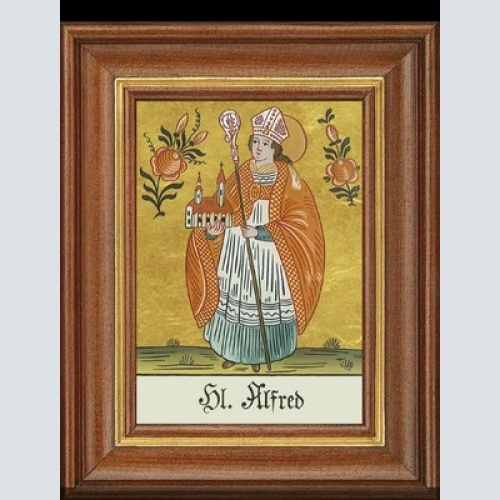 Hinterglasbild heiliger alfred patronatsbild taufe namenspatron  12,7x16