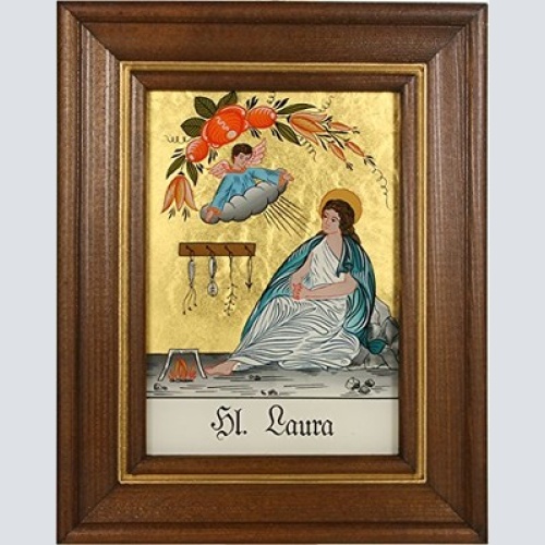 Hinterglaswerkstätten - Hinterglasbild/Patronatsbild Hl. Laura mit braun