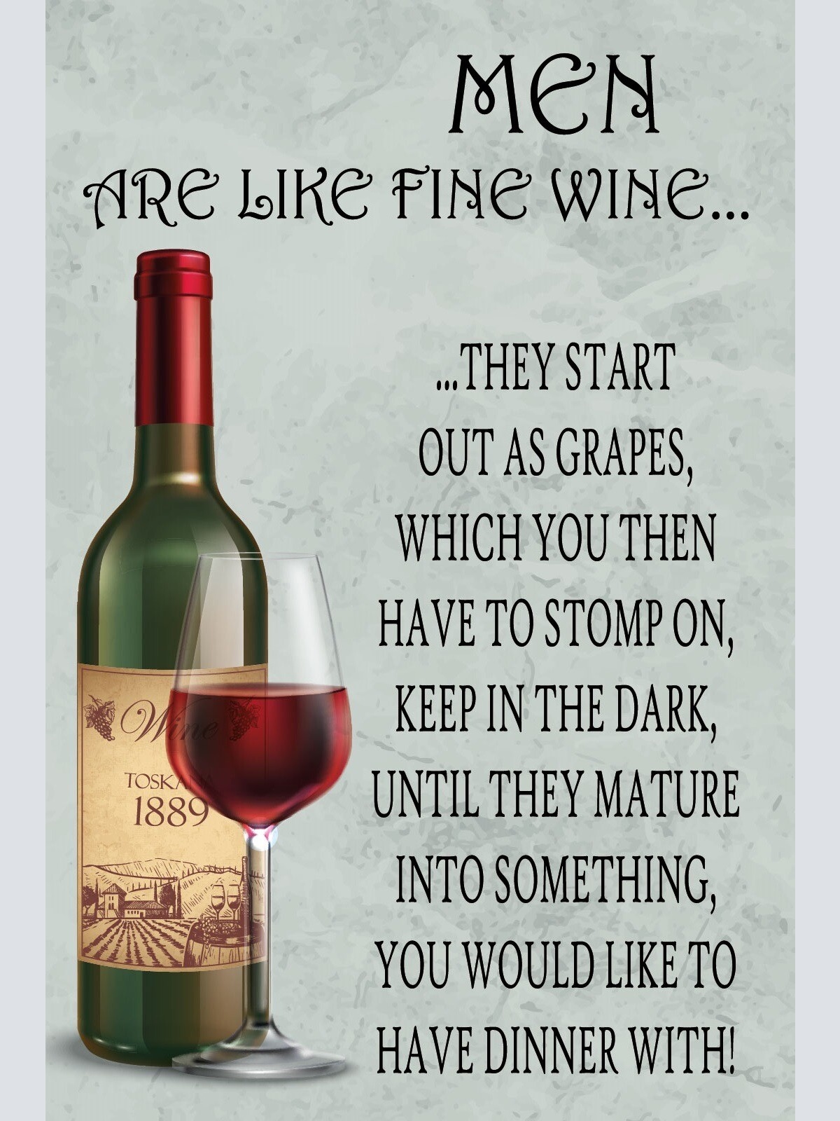 Schild Men Männer Fine Wine Wein Grapes 12x18 / 20x30 / 30x40 Blech od. Holz