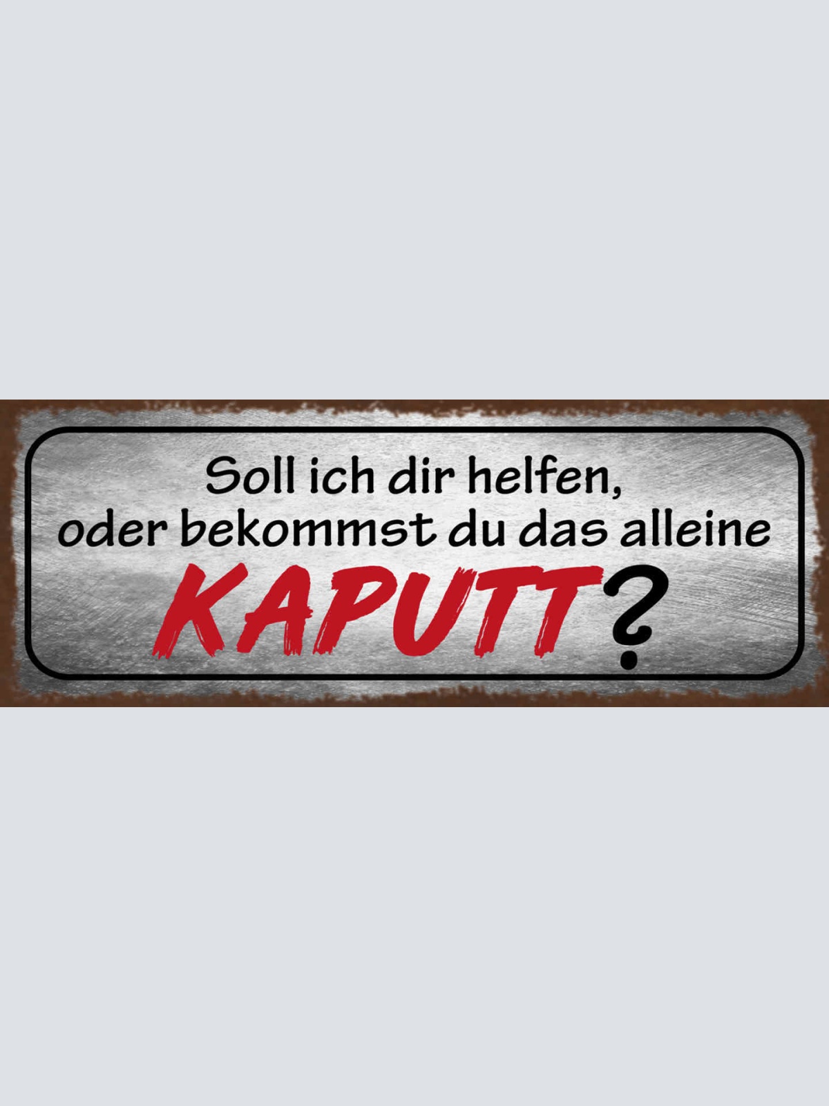 Schild Soll Ich Dir Helfen Oder Bekommst Du Das Alleine Kaputt Defekt 27x10