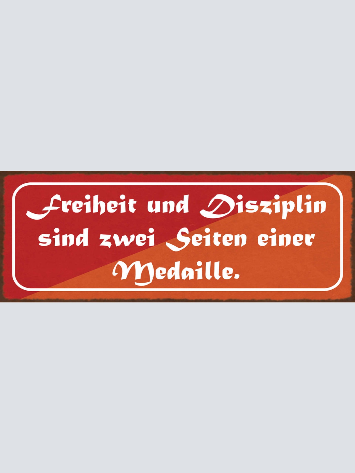 Schild Freiheit & Disziplin Sind 2 Seiten Einer Medaillie 27x10 Blech od.Holz