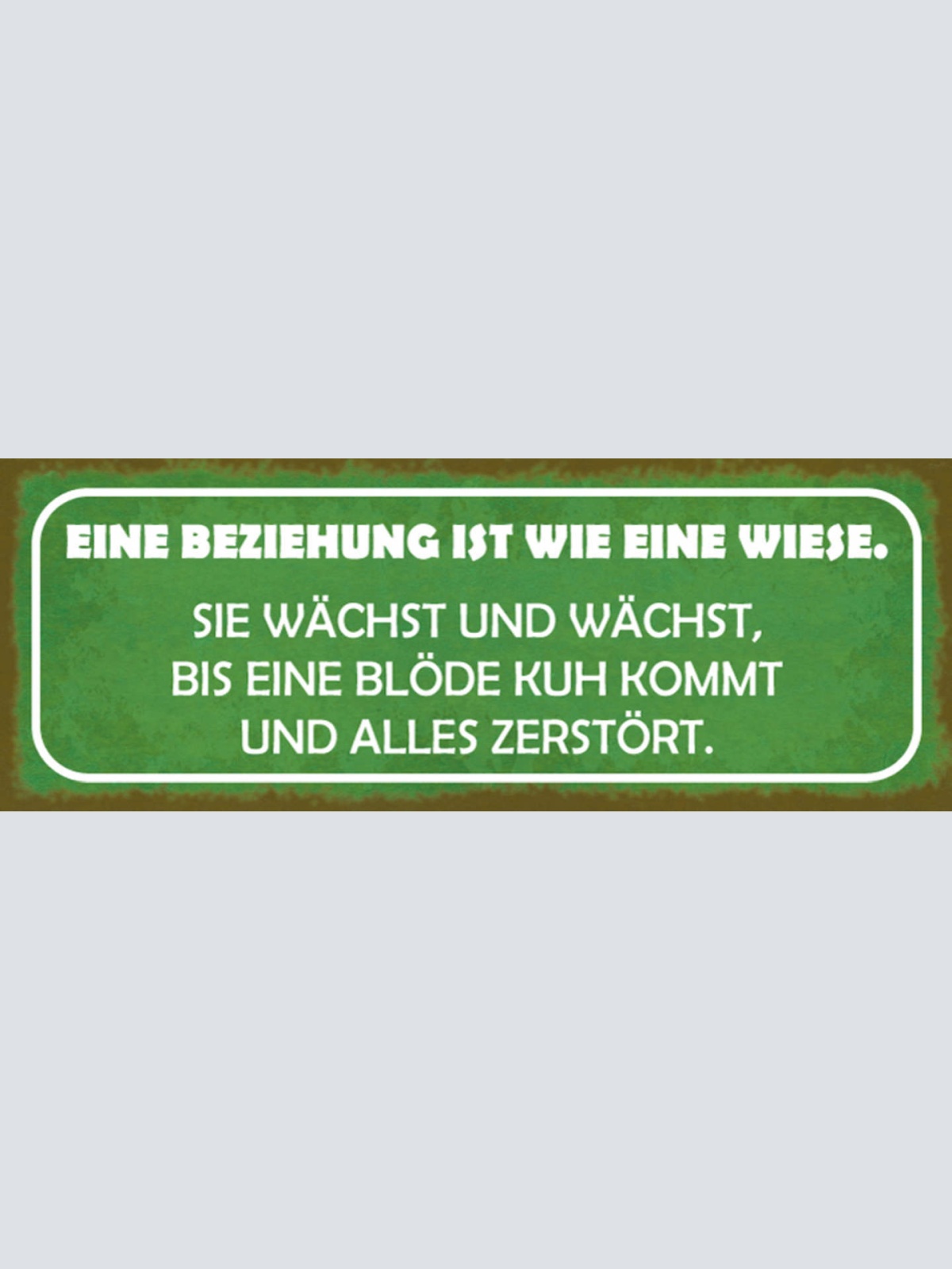 Schild Eine Beziehung Ist Wie Eine Wiese Wächst Blöde Kuh Alles Zerstört 27x10