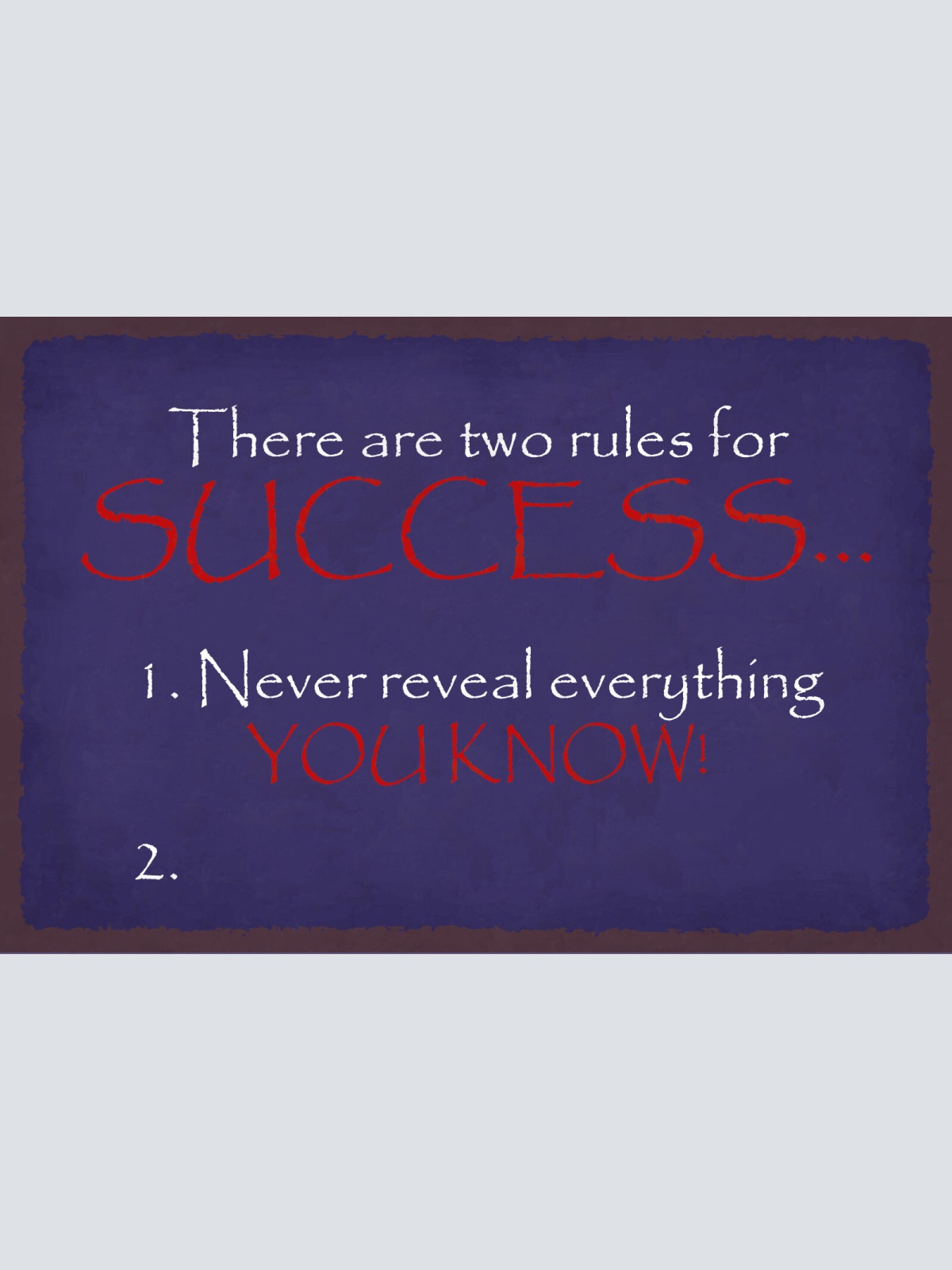 Schild Rules Success Erfolg Regeln Geheim 12x18 / 20x30 / 30x40 Blech od. Holz