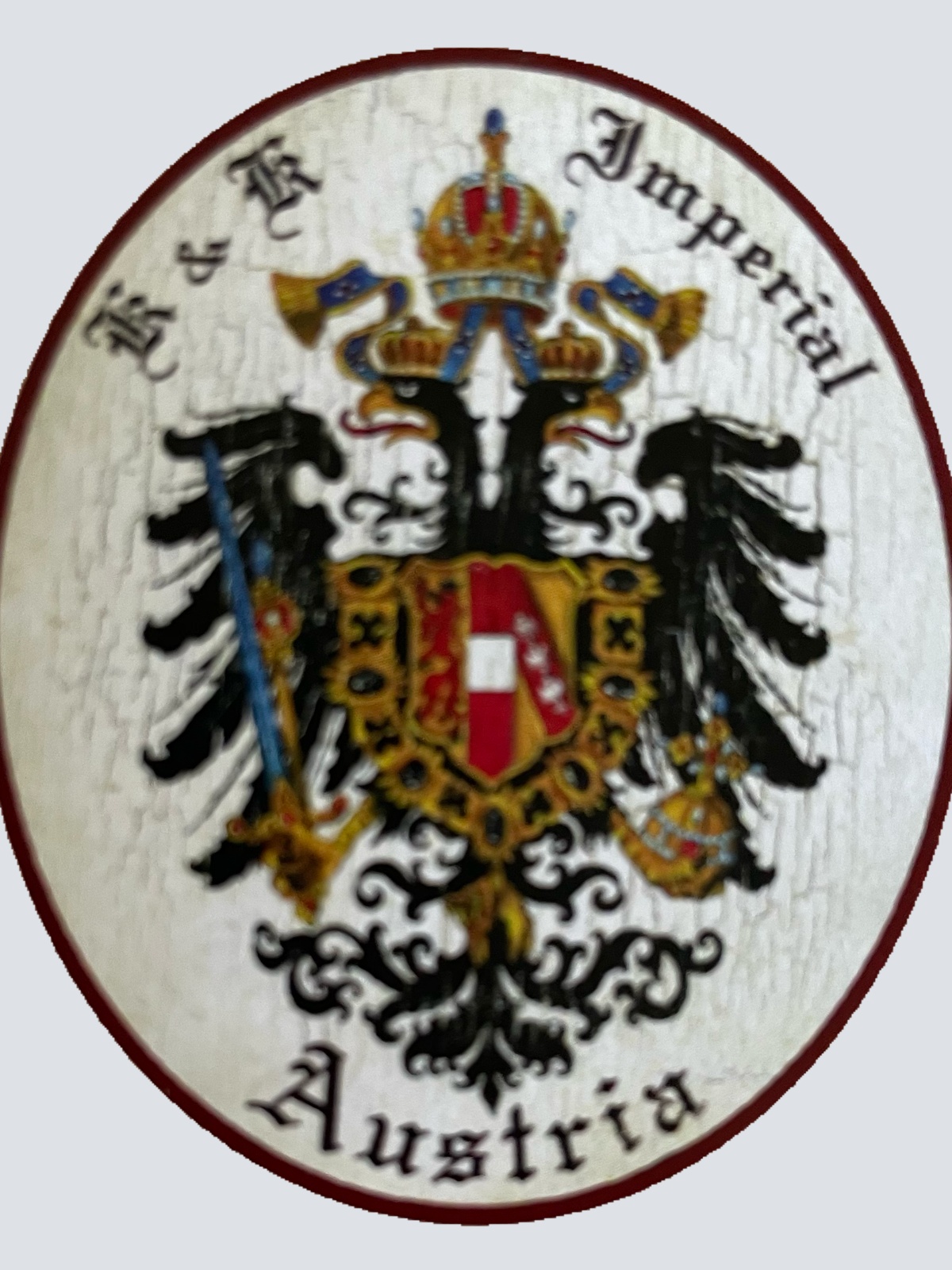 Nostalgie Holzschild KuK Imperial Austria Österreich Doppeladler Wappen Schild