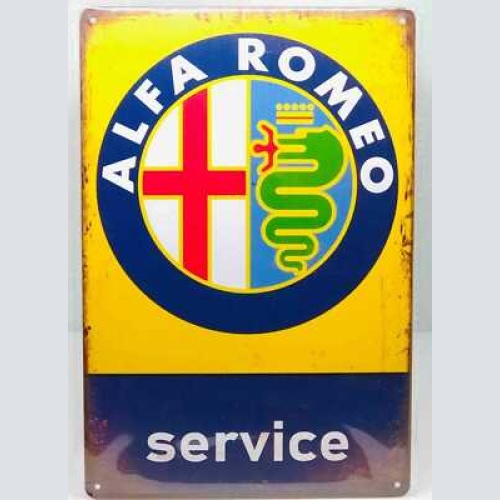 Nostalgie Vintage Retro Blechschild \"ALFA ROMEO Service\" 30x20 12069