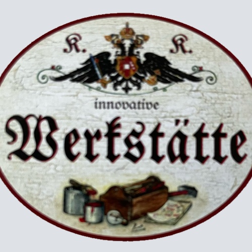 Kuk Nostalgie Holzschild Innovative Werkstätte Werkstatt Werkzeug Schild