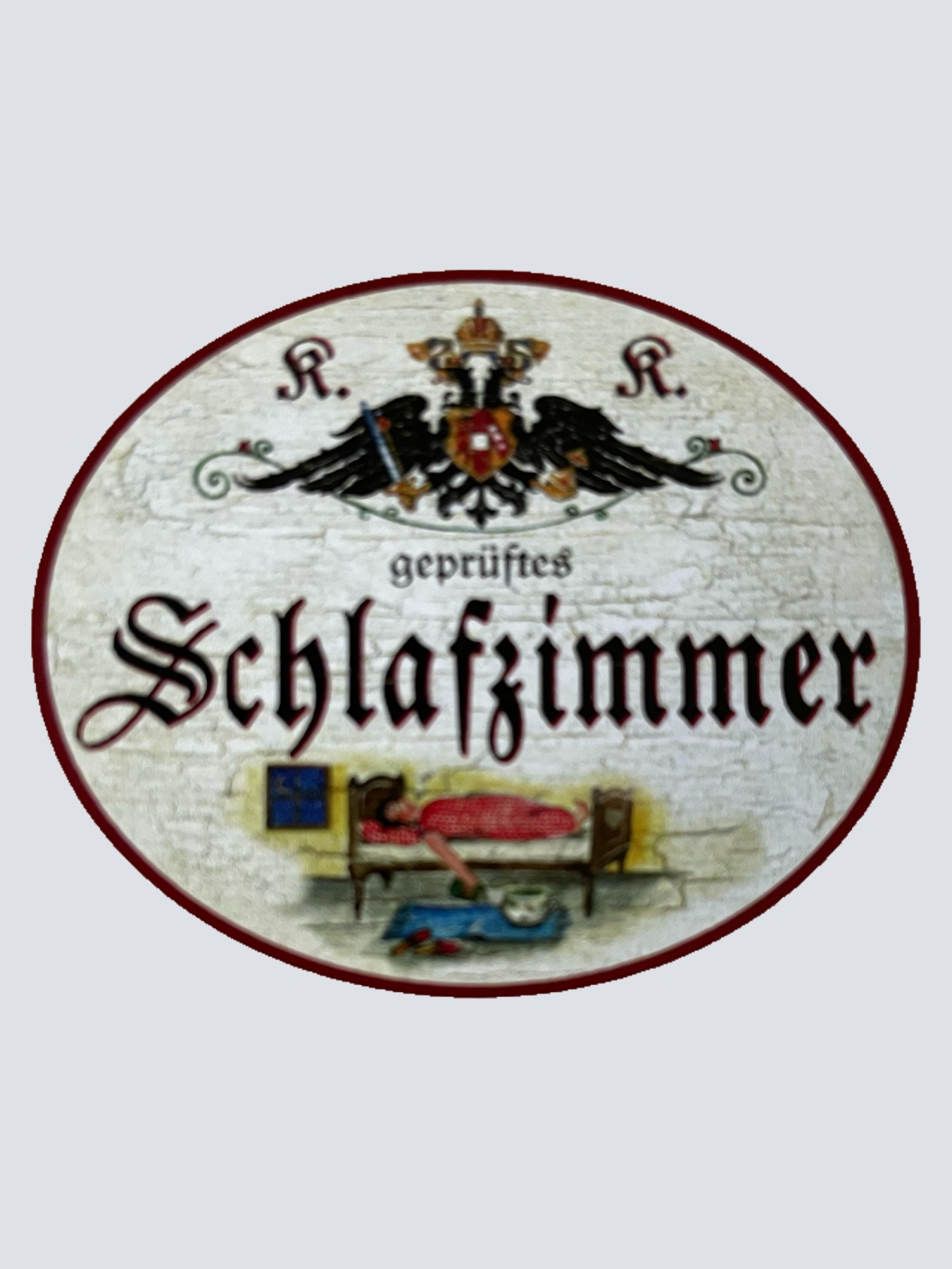 KuK Nostalgie Holzschild Geprüftes Schlafzimmer Schlafen Bett Schild