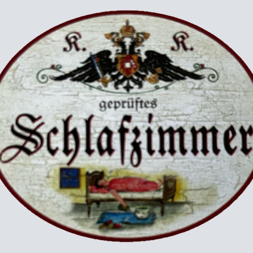 KuK Nostalgie Holzschild Geprüftes Schlafzimmer Schlafen Bett Schild