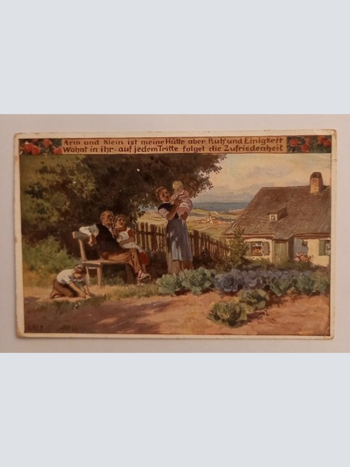 Korrespondenz Karte, Familie mit Haus 500116A gr D