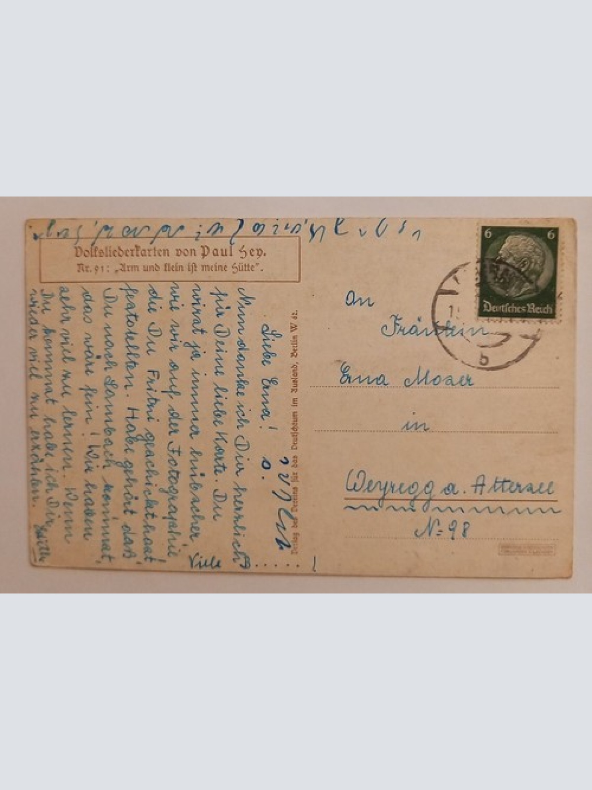 Korrespondenz Karte, Familie mit Haus 500116A gr D