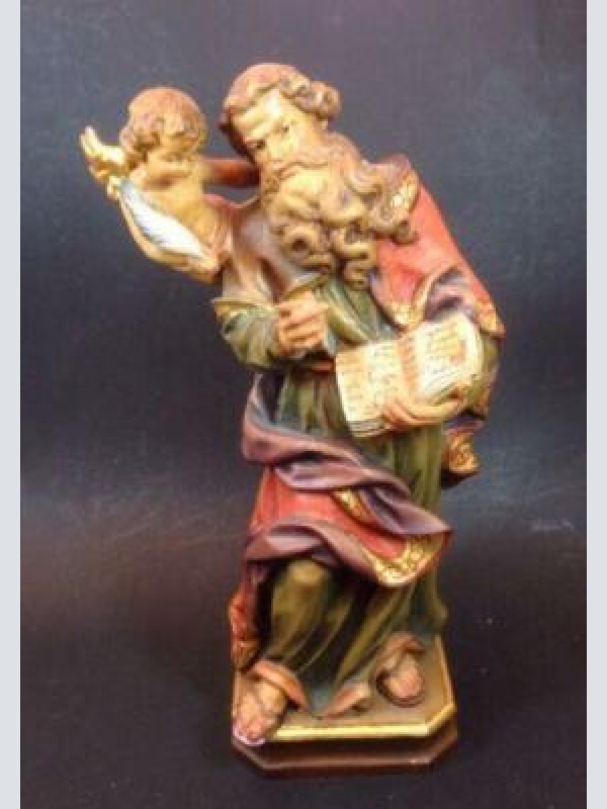 Heiliger Matthäus mit Engel Holz geschnitzt ca. 29 cm 12610