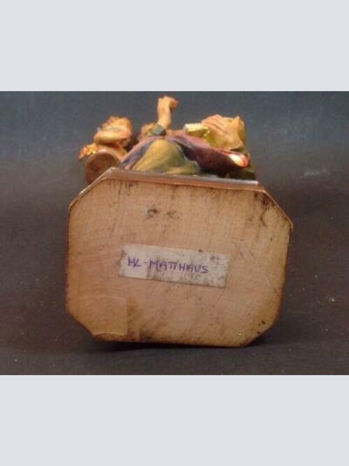 Heiliger Matthäus mit Engel Holz geschnitzt ca. 29 cm 12610