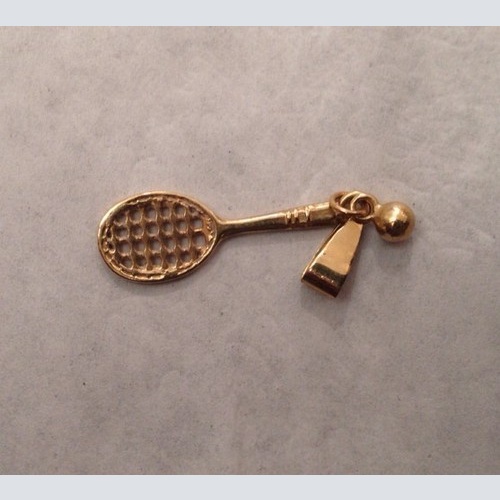 585 Gold Anhänger Tennisschläger mit Ball 3 cm 12518