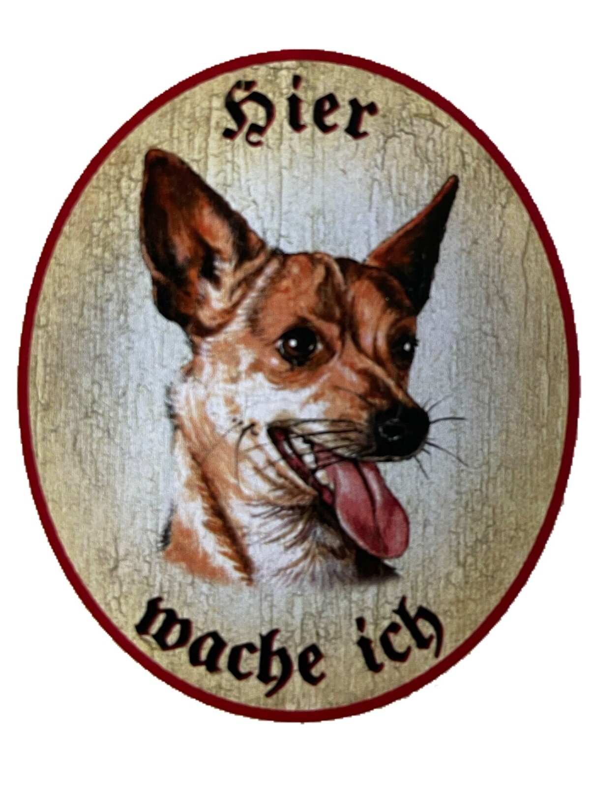 KuK Nostalgie Holzschild "Hier wache ich" Chihuahua Hund